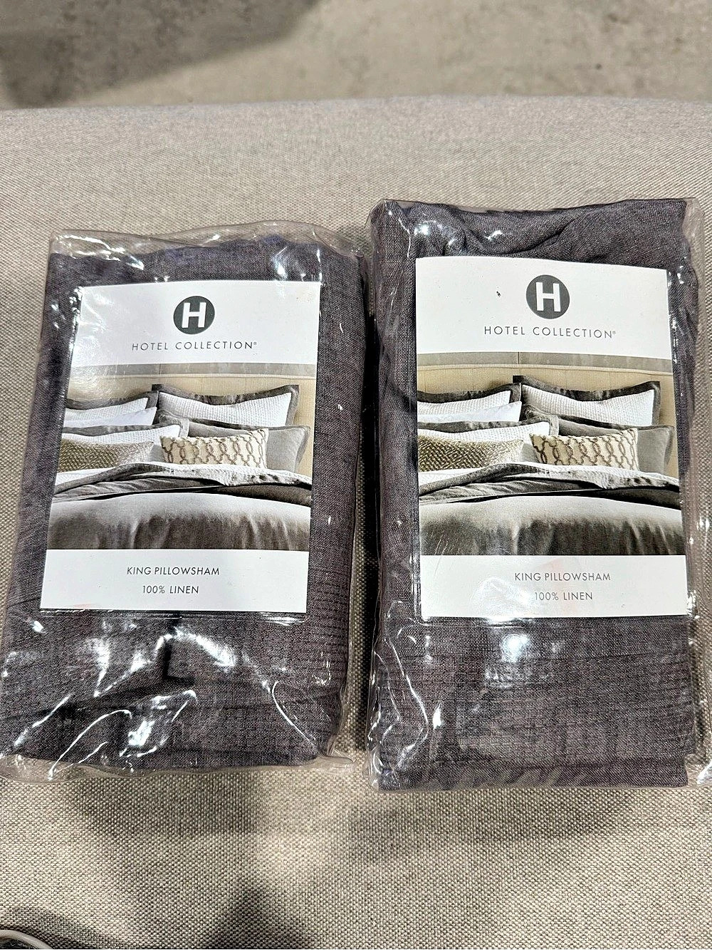 Hotel Collection Linen King Pillow Sham Gray
